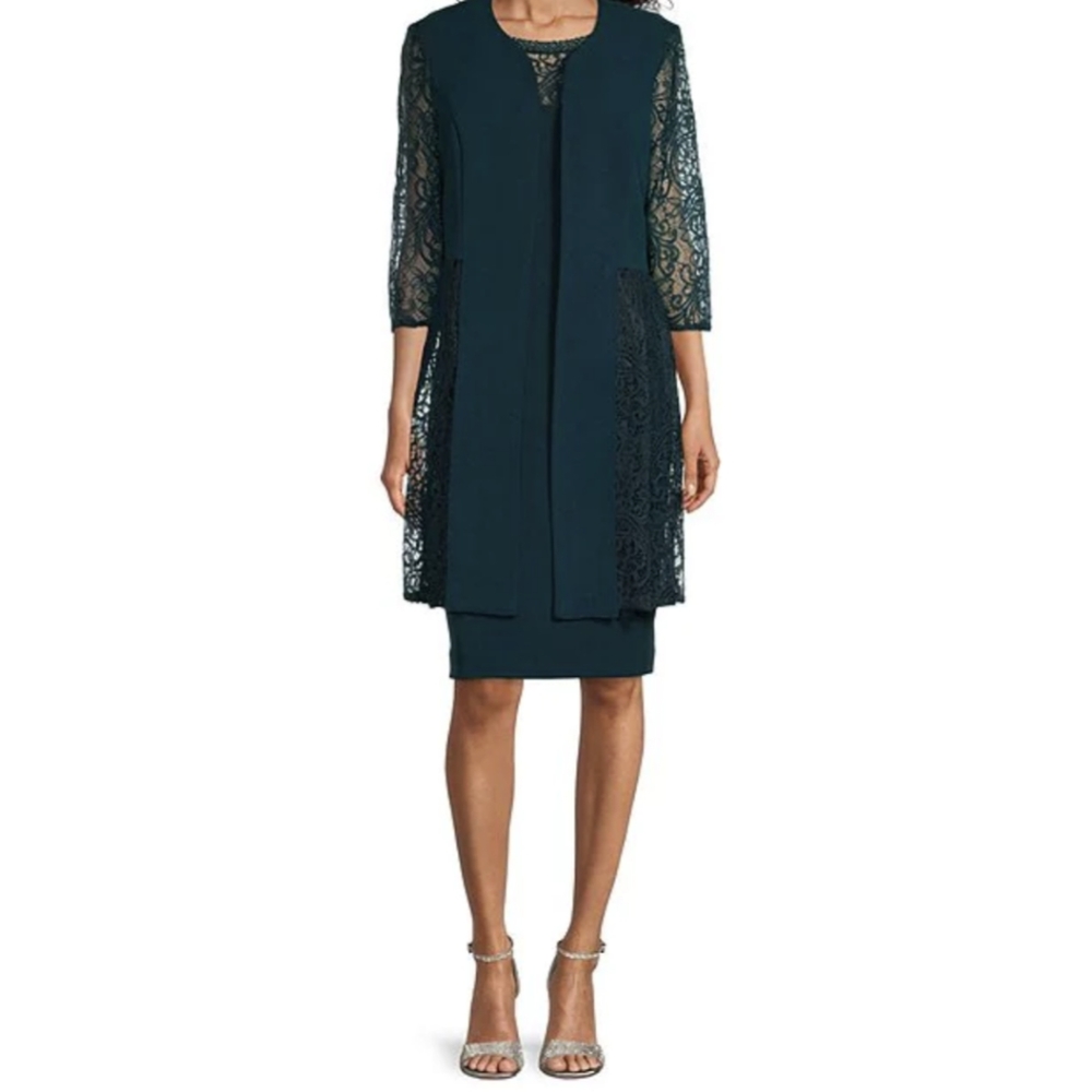 Dark Green Le Bos Jacket Dress Size 18